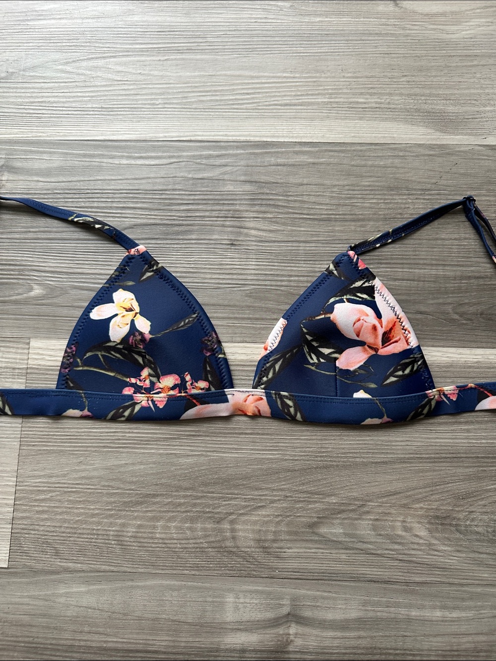 Triangle Navy Floral Triangle Bikini Top - Women Swim